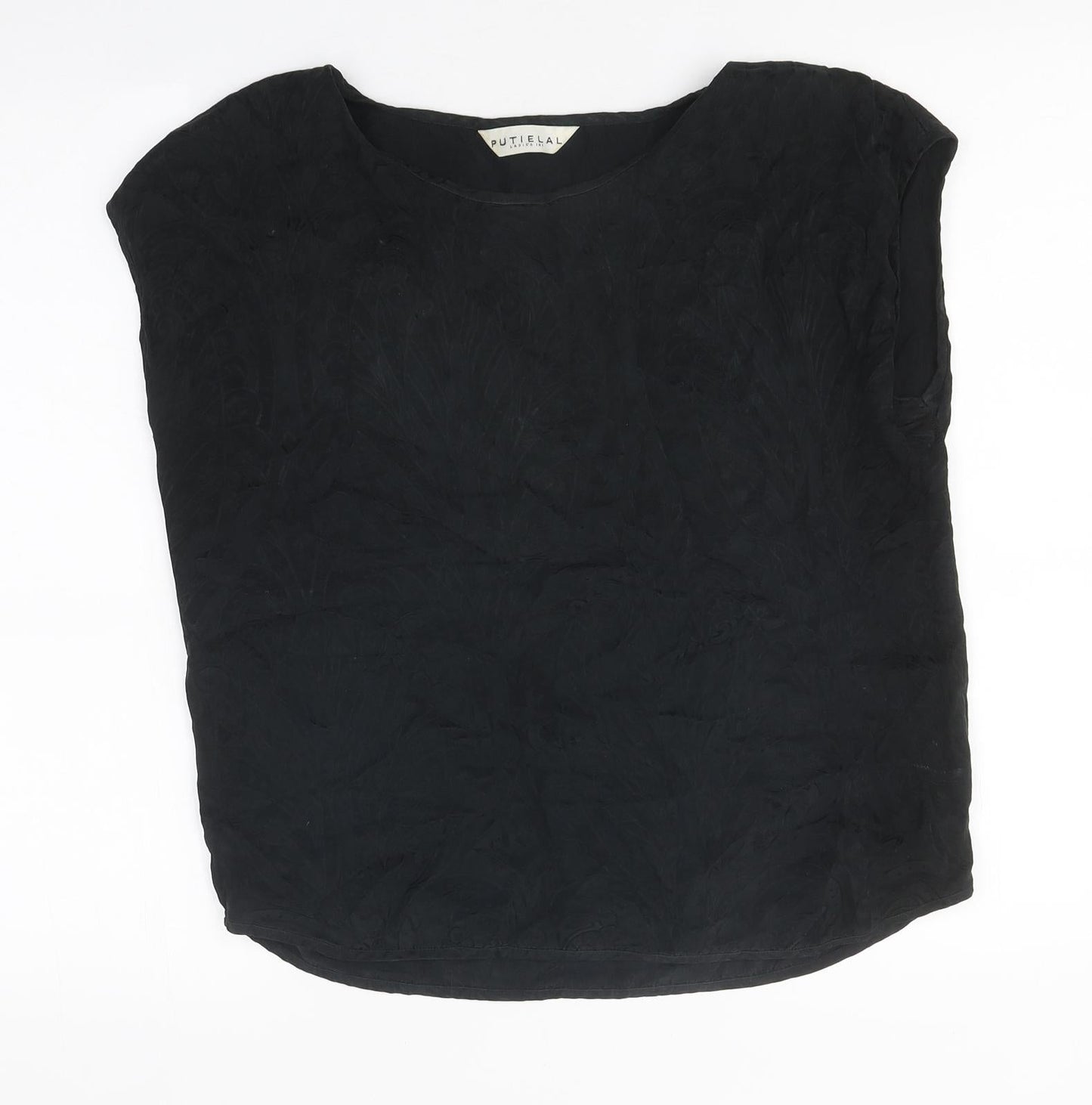 Putielal Womens Black Polyester Basic T-Shirt Size M Round Neck