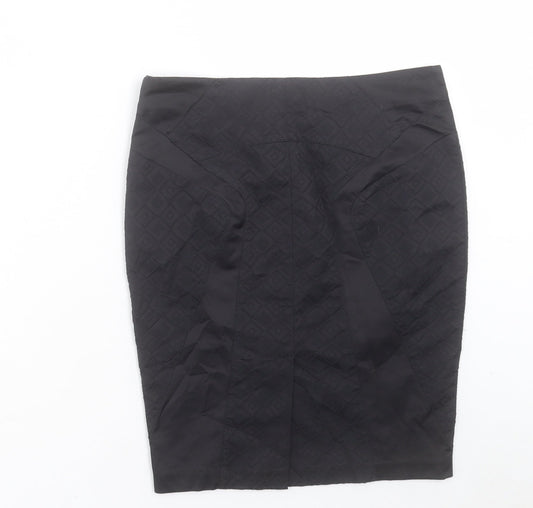 marcano Womens Black Cotton Straight & Pencil Skirt Size S Zip