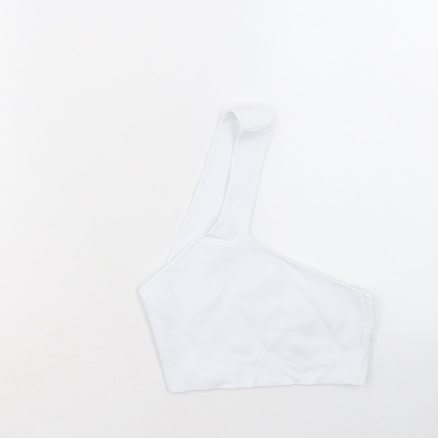 Zara Womens White Viscose Cropped Tank Size S One Shoulder