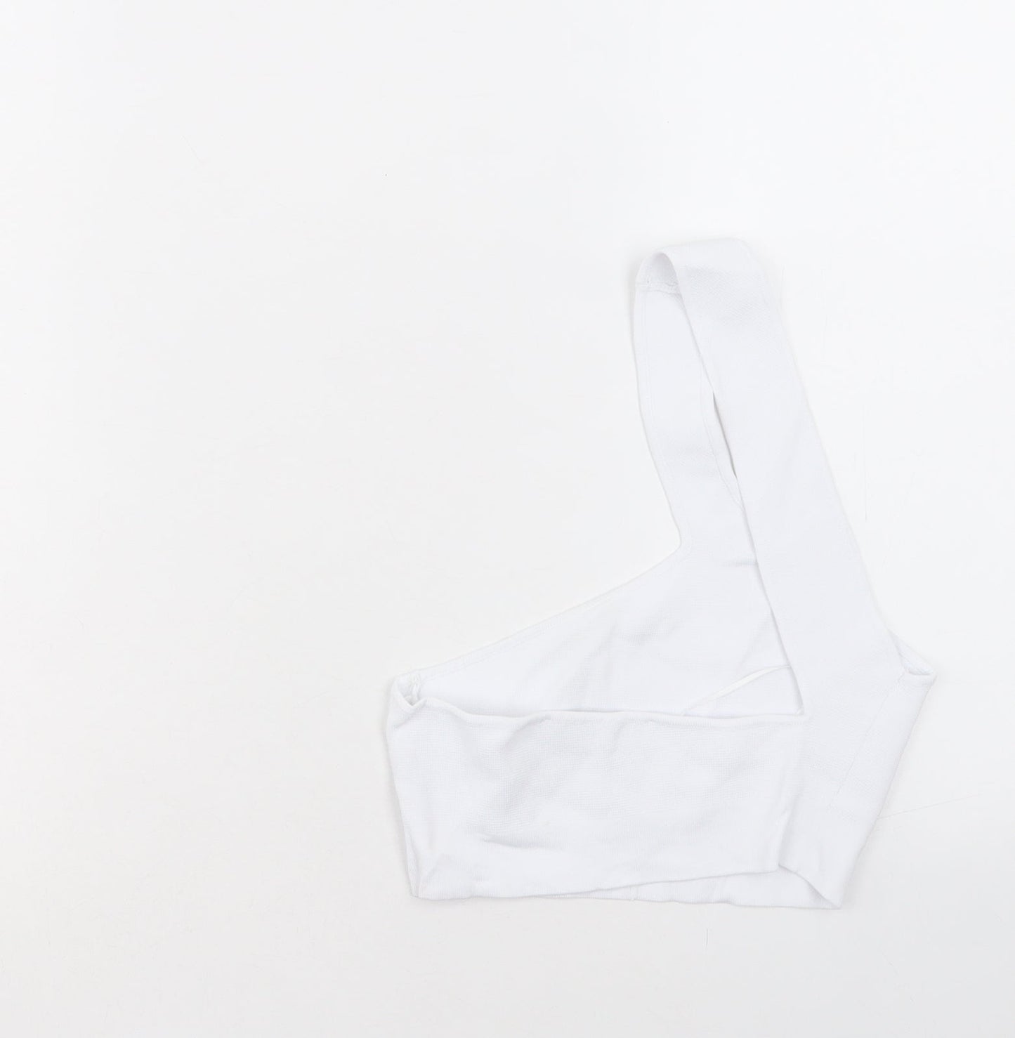 Zara Womens White Viscose Cropped Tank Size S One Shoulder