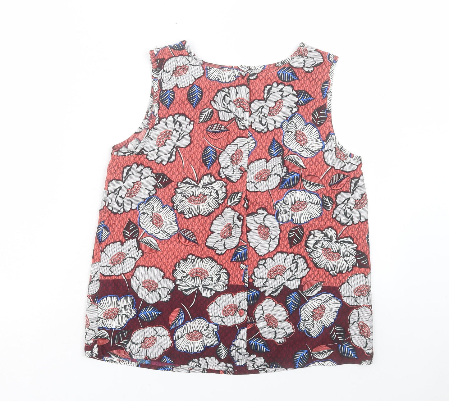 New Look Womens Pink Floral Polyester Basic Tank Size 10 Boat Neck