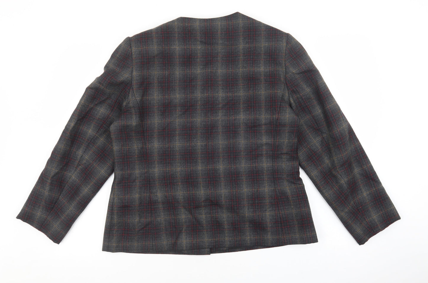 Holmewood Womens Grey Plaid Jacket Blazer Size 16 Button - Scoop neck
