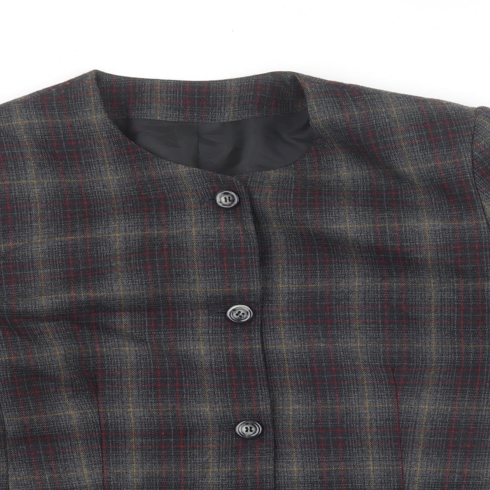 Holmewood Womens Grey Plaid Jacket Blazer Size 16 Button - Scoop neck