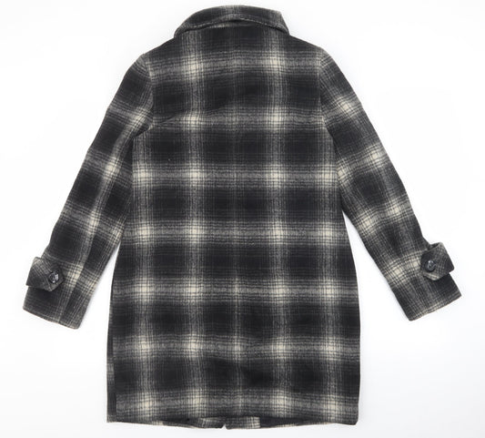 Debenhams Womens Multicoloured Plaid Trench Coat Coat Size 10 Button - Collared