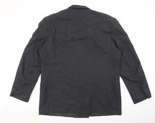 Bruce Corman Mens Grey Geometric Polyester Jacket Blazer Size 44