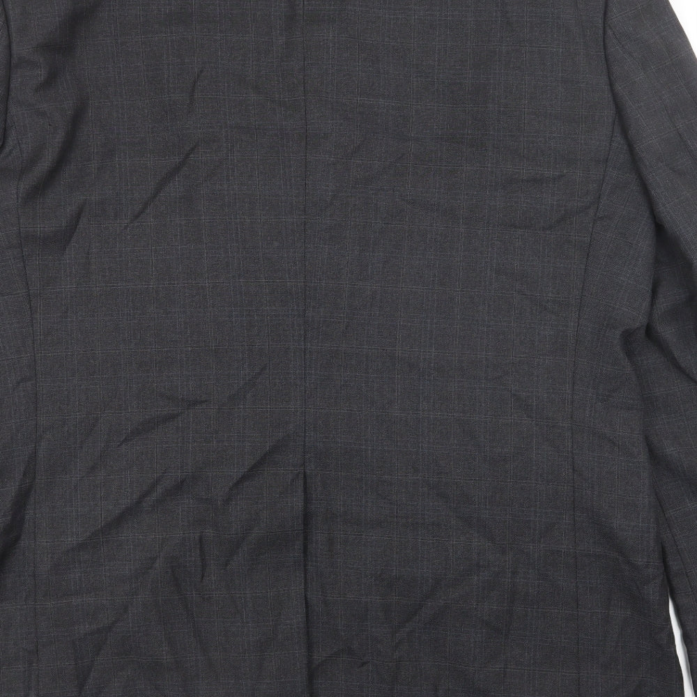 Marks and Spencer Mens Grey Plaid Wool Jacket Suit Jacket Size 42