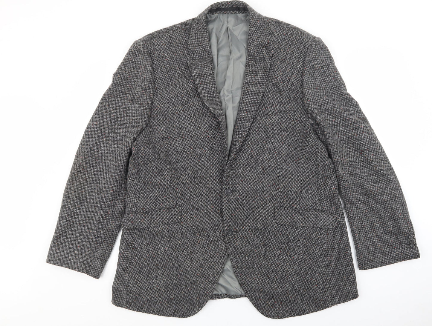 Brook Taverner Mens Grey Geometric Wool Jacket Blazer