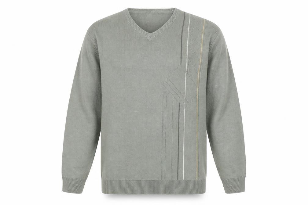Armando Mens Green V-Neck Acrylic Pullover Jumper Size L