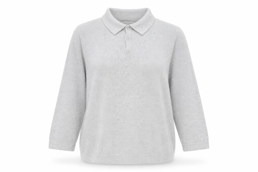 Yessica Womens Grey Cotton Basic Polo Size M Collared