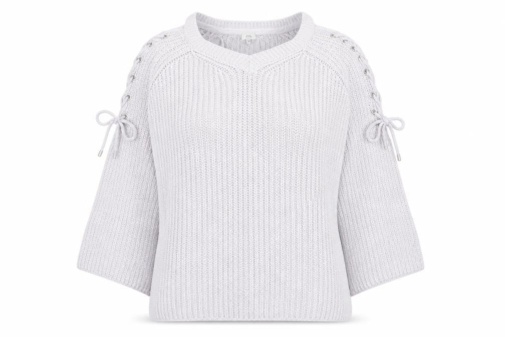 River Island Womens Purple V-Neck Cotton Pullover Jumper Size M - Eyelet Detail, Cold Shoulder