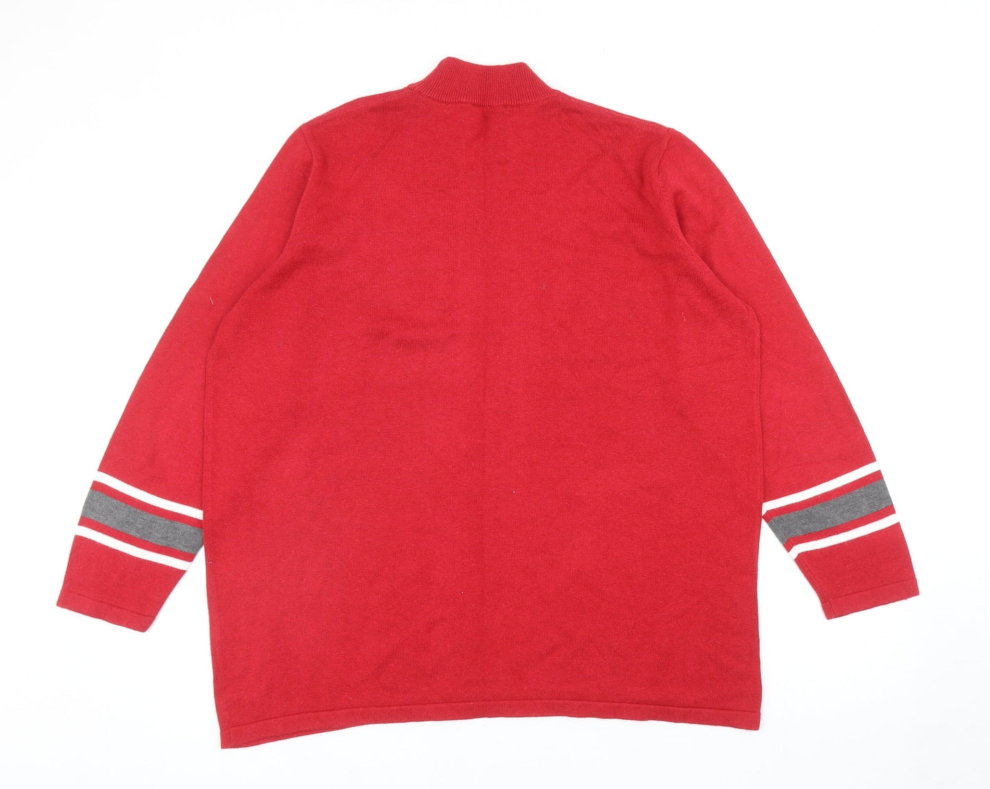 Sunday Womens Red Mock Neck Acrylic Pullover Jumper Size XL - Colourblock