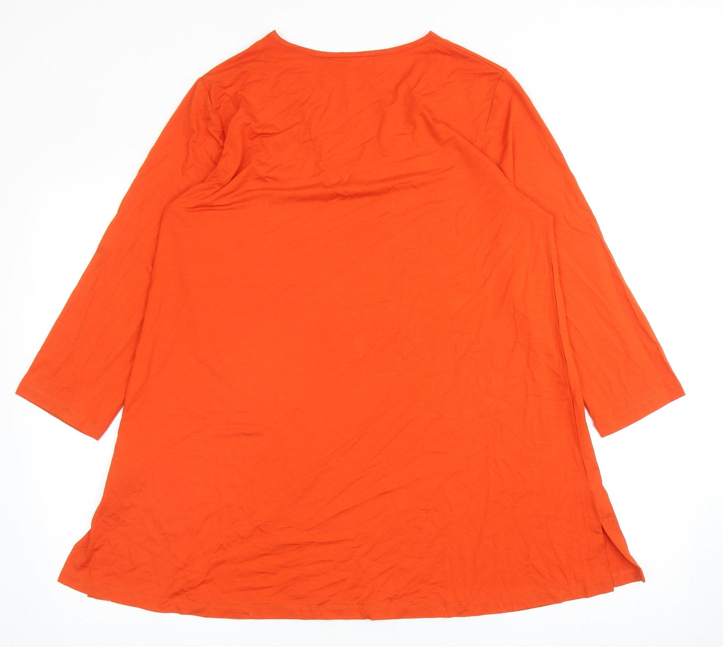 Masai Womens Orange Viscose Basic T-Shirt Size M V-Neck
