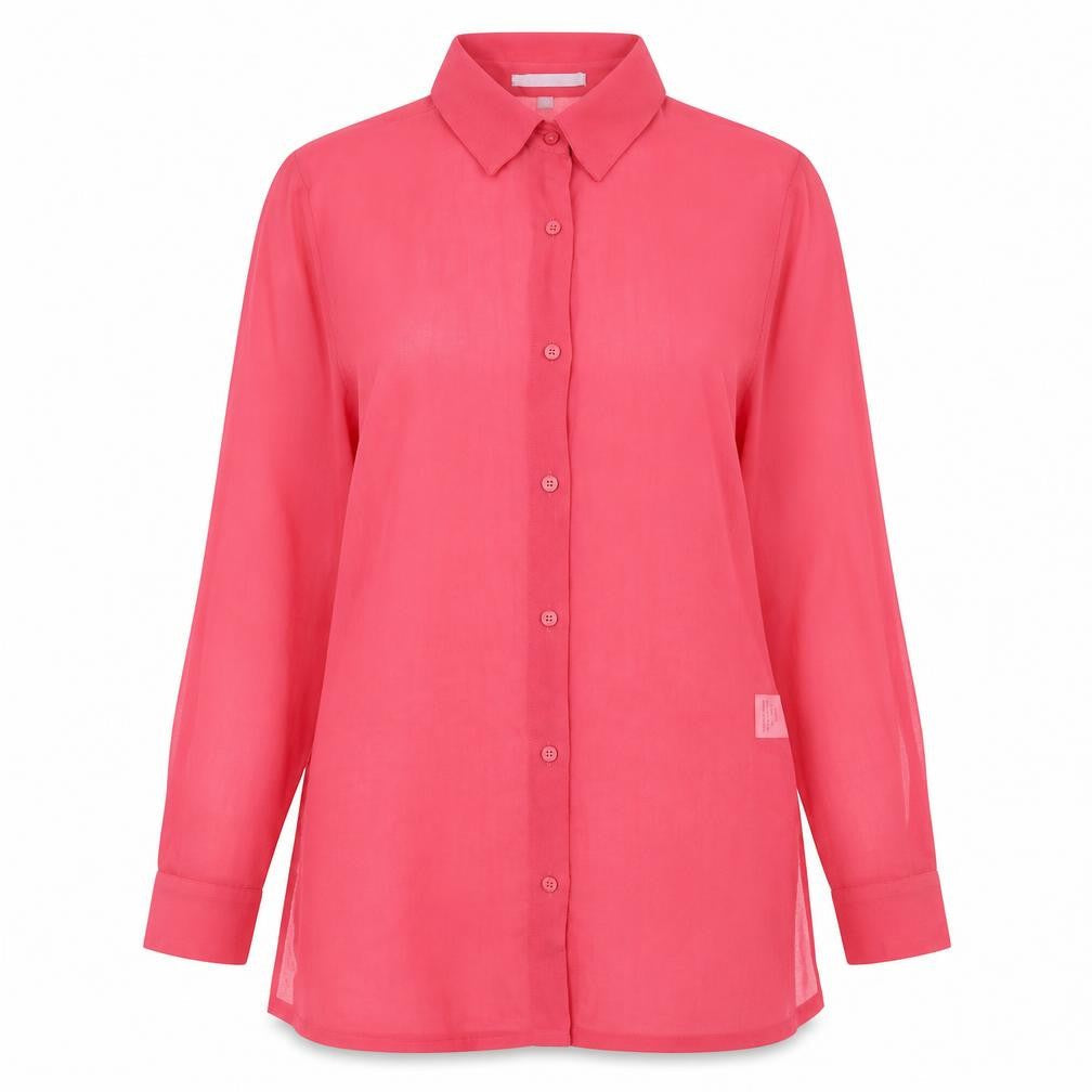Preworn Womens Pink Polyester Basic Button-Up Size 10 Collared