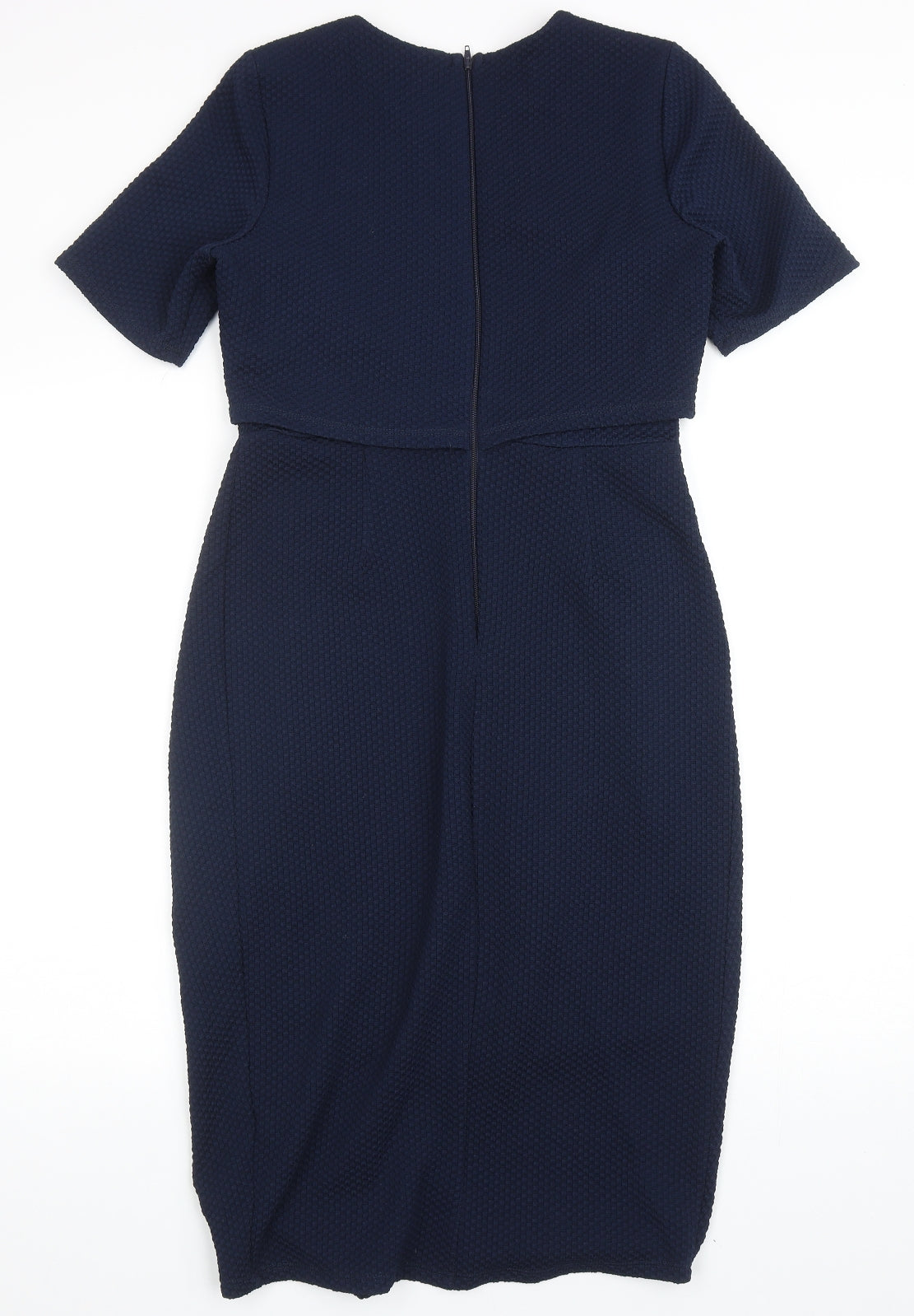 ASOS Womens Blue Polyester Pencil Dress Size 10 Round Neck Zip