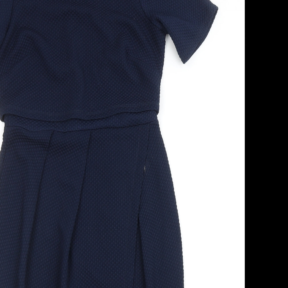 ASOS Womens Blue Polyester Pencil Dress Size 10 Round Neck Zip