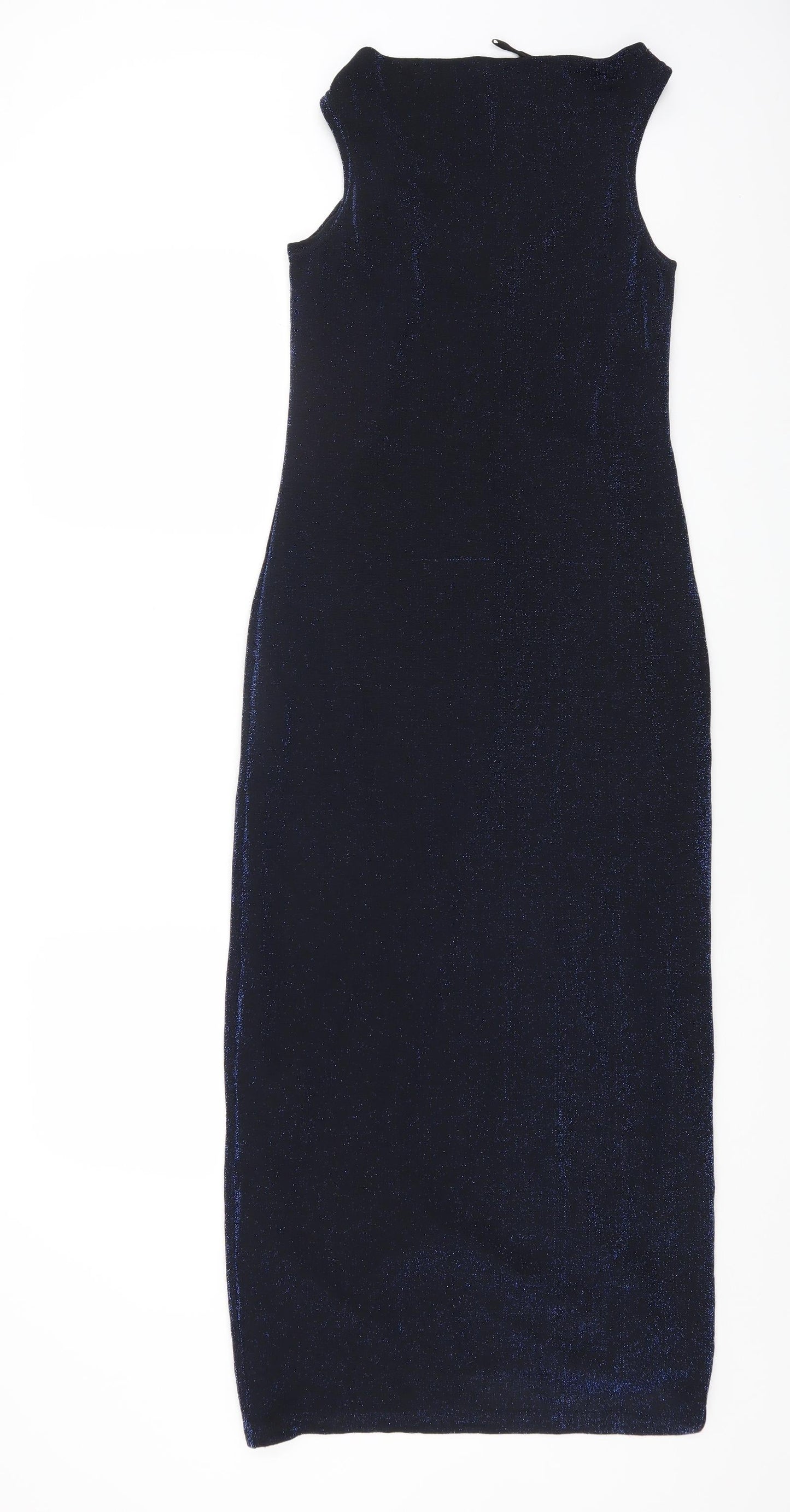 New Look Womens Blue Nylon Maxi Size 10 Cowl Neck Pullover