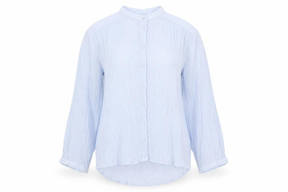 H&M Womens Blue Viscose Basic Button-Up Size 6 Round Neck