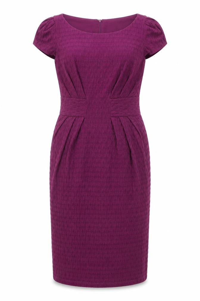 Per Una Womens Purple Polyester Pencil Dress Size 10 Round Neck Zip