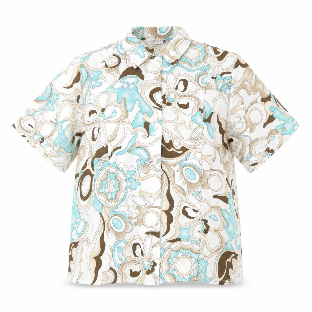 Oscar B Womens Multicoloured Geometric Polyester Basic Button-Up Size 18 Collared