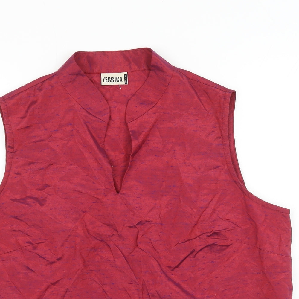 Yessica Womens Pink Viscose Basic Blouse Size 16 V-Neck