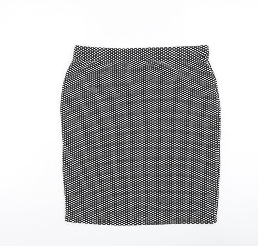 M&Co Womens Black Geometric Polyester Straight & Pencil Skirt Size 12