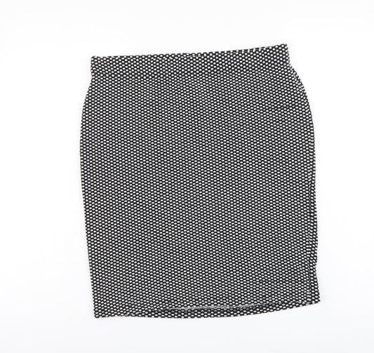 M&Co Womens Black Geometric Polyester Straight & Pencil Skirt Size 12