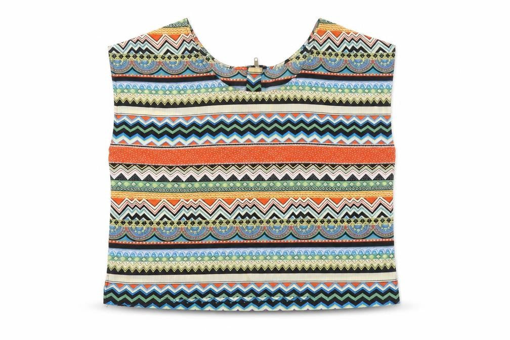 Miso Womens Multicoloured Geometric Polyester Basic Blouse Size 14 Scoop Neck