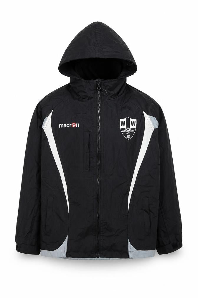 Macron Boys Black Colourblock Windbreaker Coat Size 2XS Zip - Wyke Wanderers AFC
