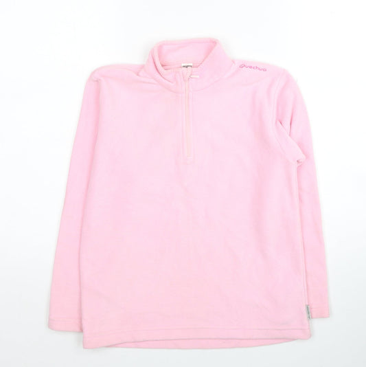 DECATHLON Girls Pink Polyester Full Zip Sweatshirt Size 10 Years Pullover