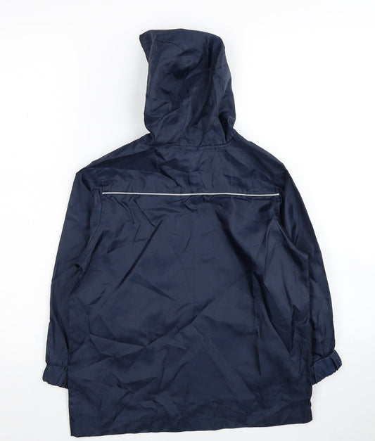 Back To School Boys Blue Rain Coat Jacket Size S Pullover