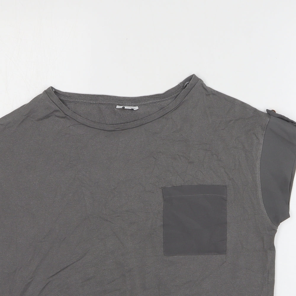 Sonder Studio Womens Grey Lyocell Basic T-Shirt Size 12 Round Neck