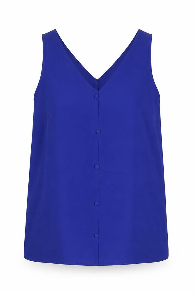 Papaya Womens Blue Polyester Basic Blouse Size 8 V-Neck