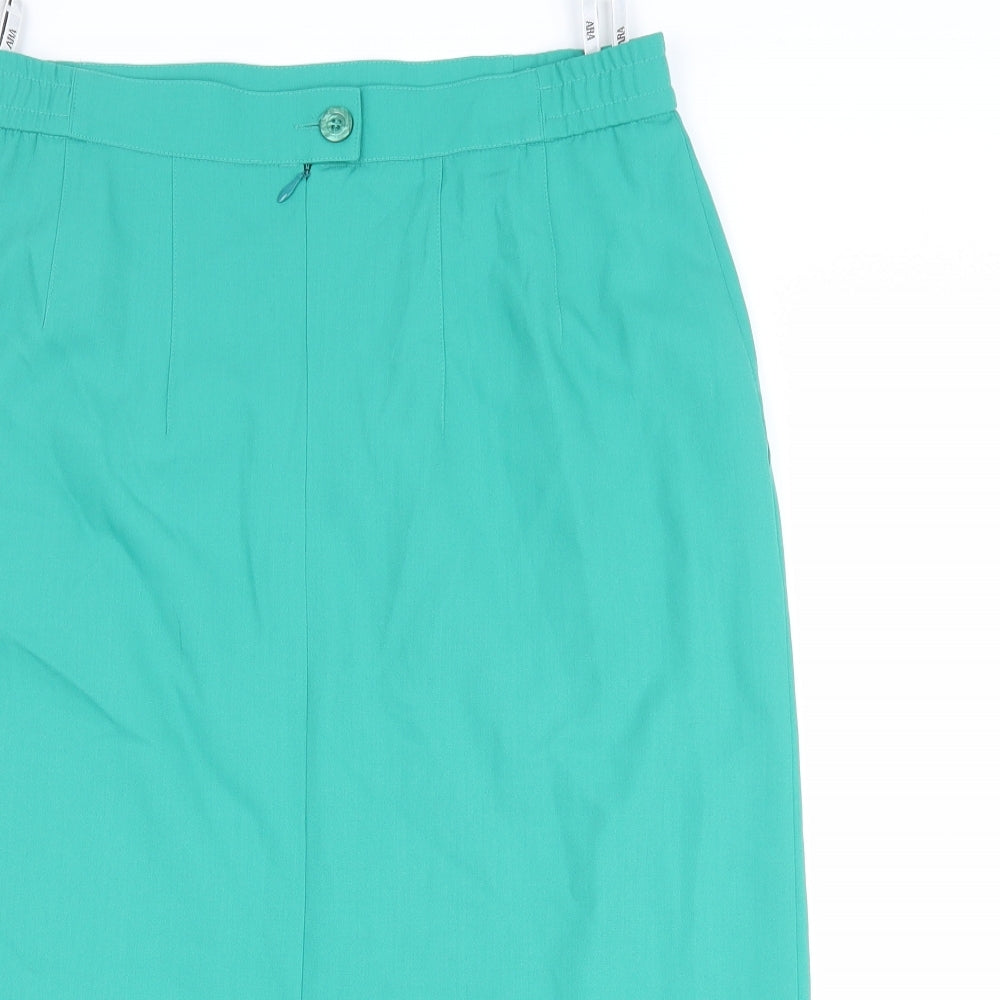 ara Womens Green Polyester Straight & Pencil Skirt Size 16 Zip