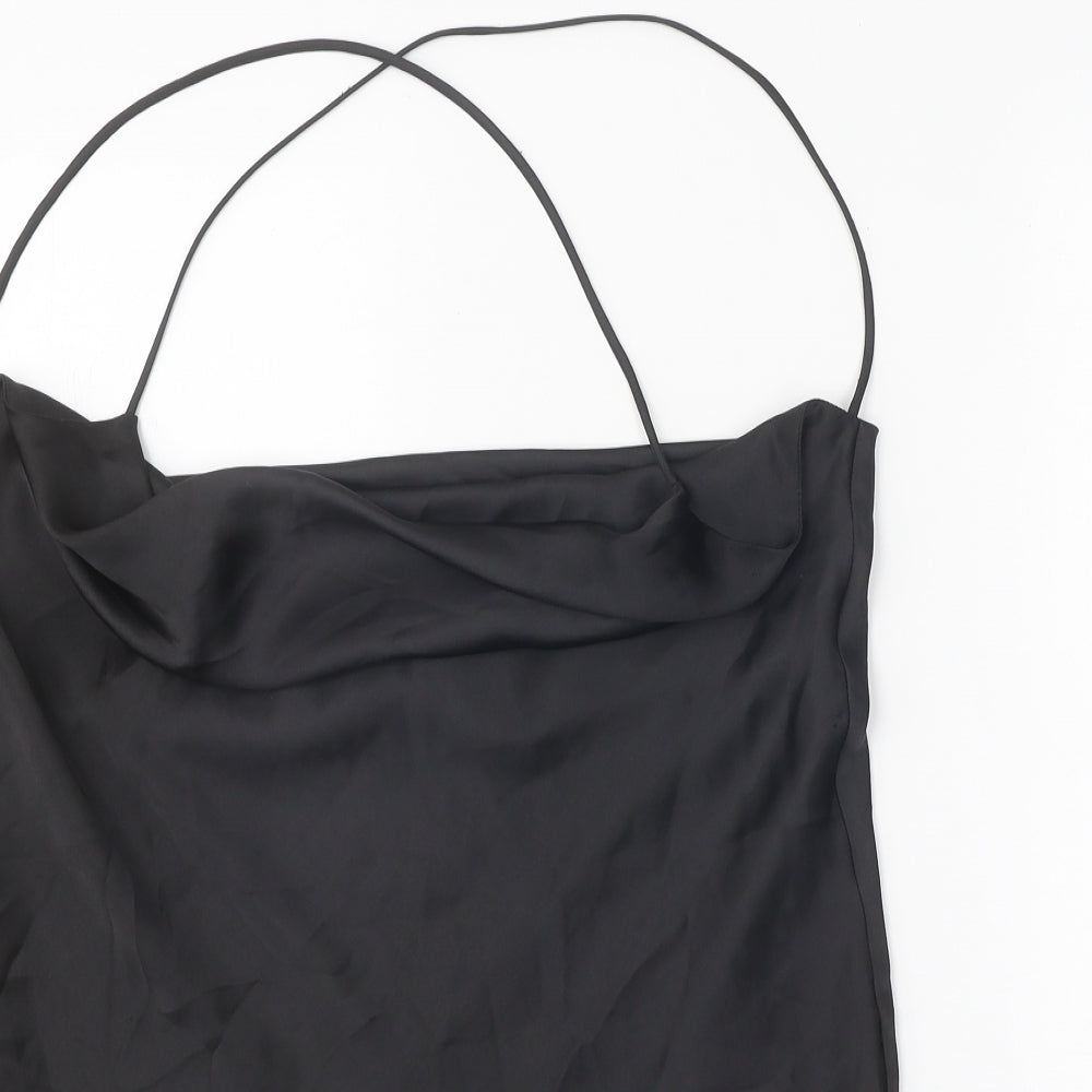 Zara Womens Black Polyester Jersey Tank Size M Cowl Neck