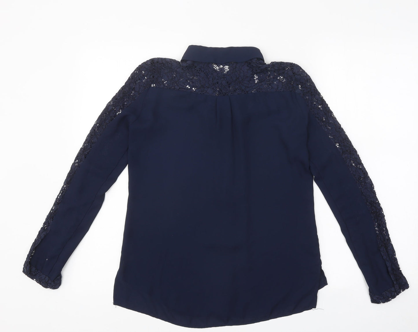 Zara Womens Blue Polyester Jersey Button-Up Size S Collared