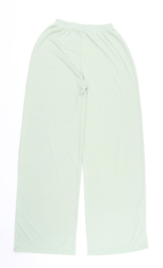 Stylewise Womens Green Polyester Trousers Size 8 L30 in Regular - Ribbed