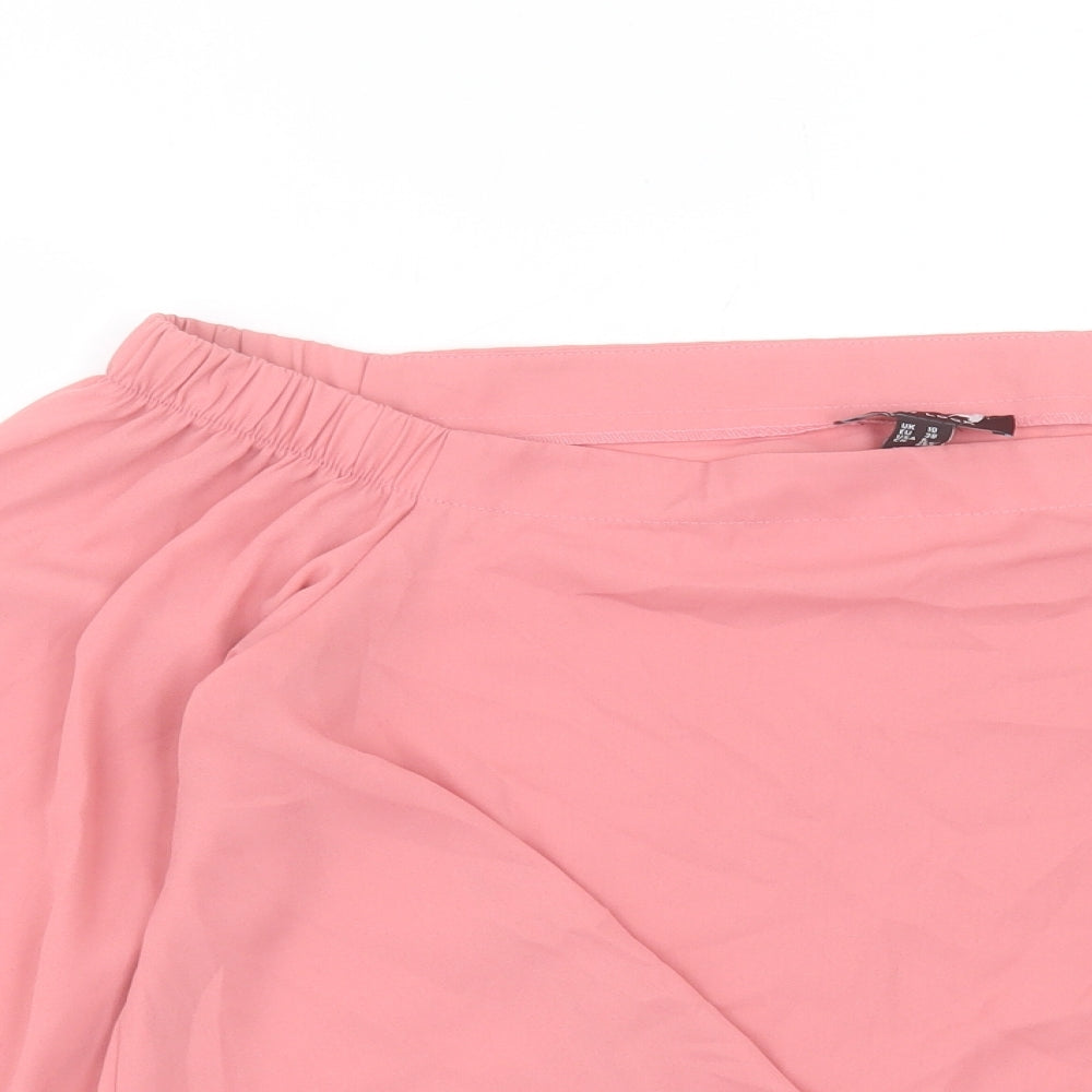 New Look Womens Pink Polyester Basic Blouse Size 10 Off the Shoulder - Tie At Front