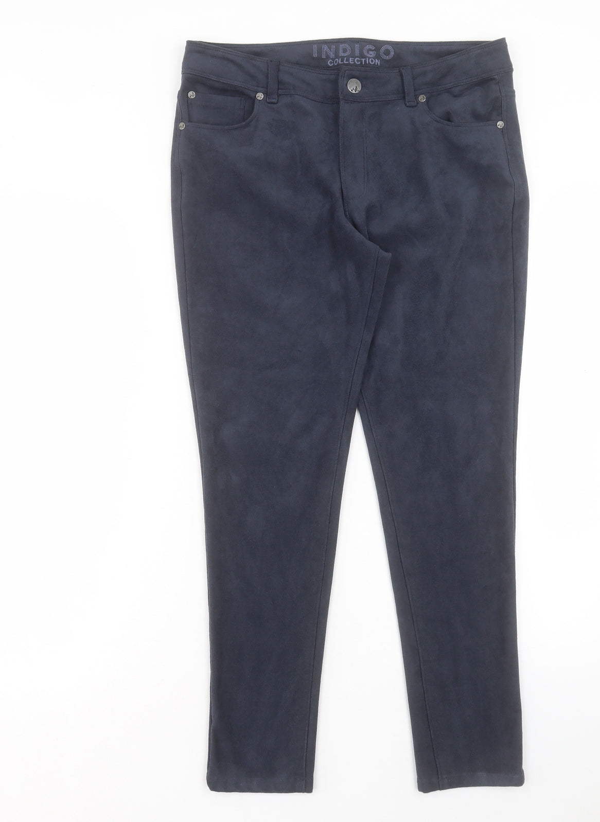 Marks and Spencer Womens Blue Polyester Trousers Size 10 L27 in Regular Button