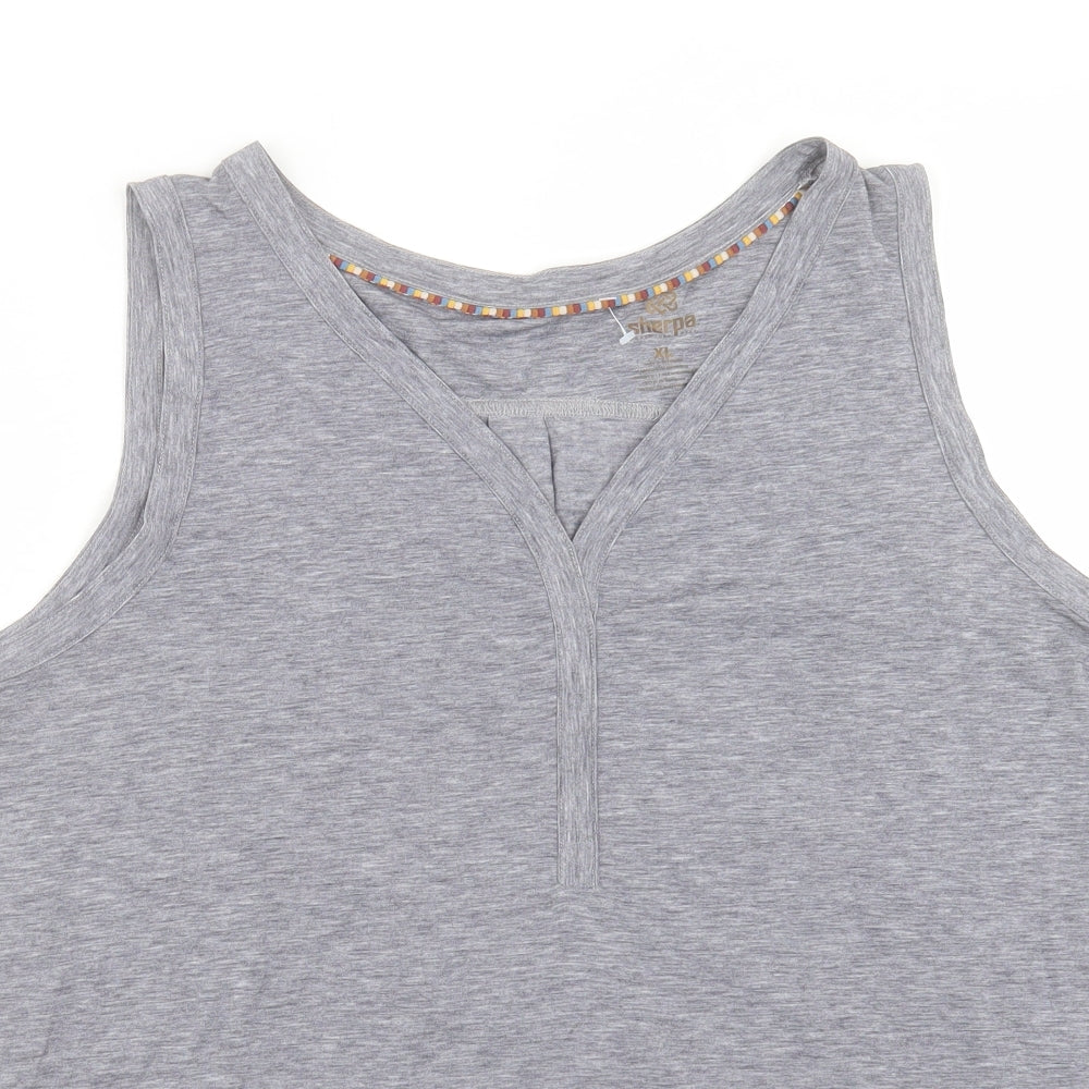 Sherpa Womens Grey Polyester Basic Tank Size XL V-Neck