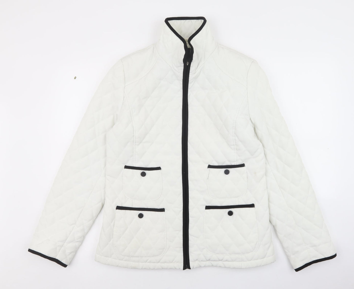 Gallery Womens White Quilted Coat Size M Zip