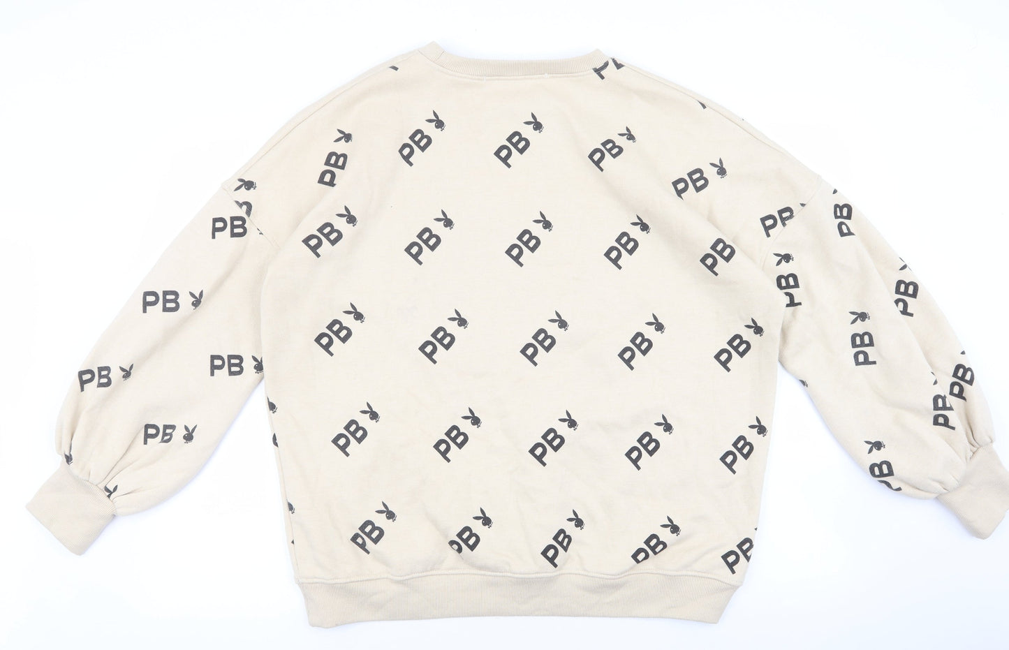 Missguided Womens Beige Polyester Pullover Sweatshirt Size 6 Pullover - Play boy. Balloon sleeves