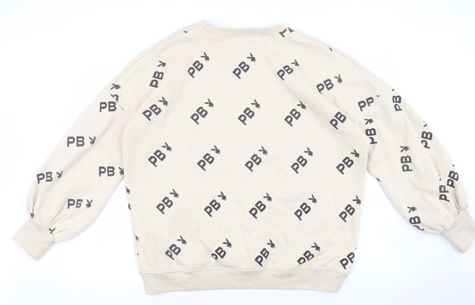 Missguided Womens Beige Polyester Pullover Sweatshirt Size 6 Pullover - Play boy. Balloon sleeves