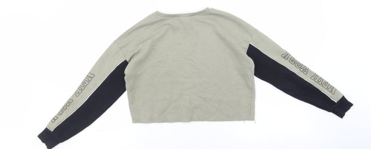 New Look Girls Green Cotton Pullover Sweatshirt Size 10-11 Years - Brooklyn Cropped Jumper