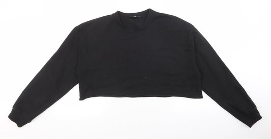 Missguided Womens Black Cotton Pullover Sweatshirt Size L - Cropped Jumper