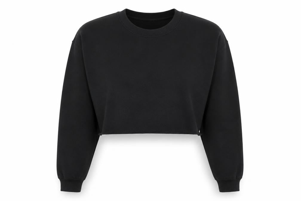 Missguided Womens Black Cotton Pullover Sweatshirt Size L - Cropped Jumper