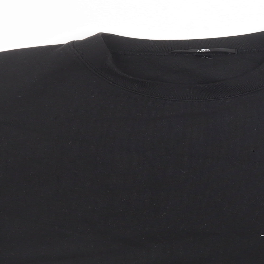 Missguided Womens Black Cotton Pullover Sweatshirt Size L - Cropped Jumper