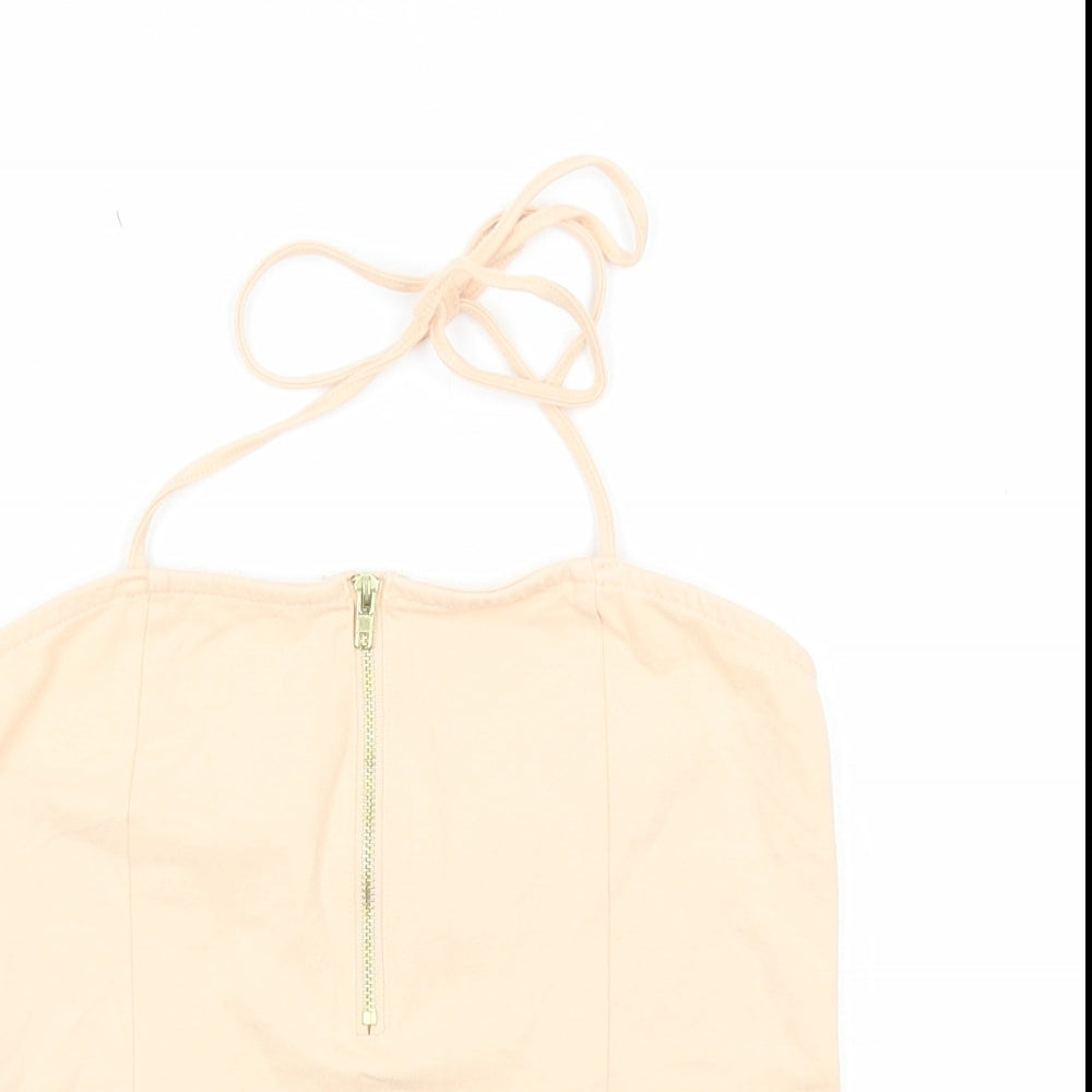 Kimchi Blue Womens Beige Cotton Cropped Tank Size M Halter