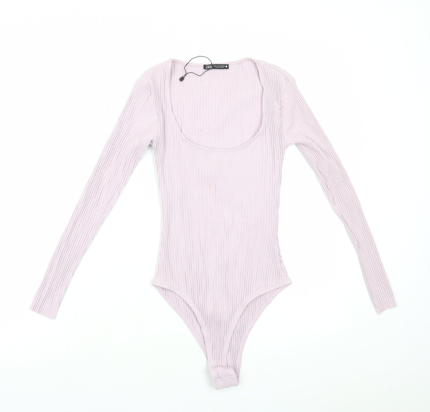 Zara Womens Purple Viscose Bodysuit One-Piece Size S Snap - Ribbed