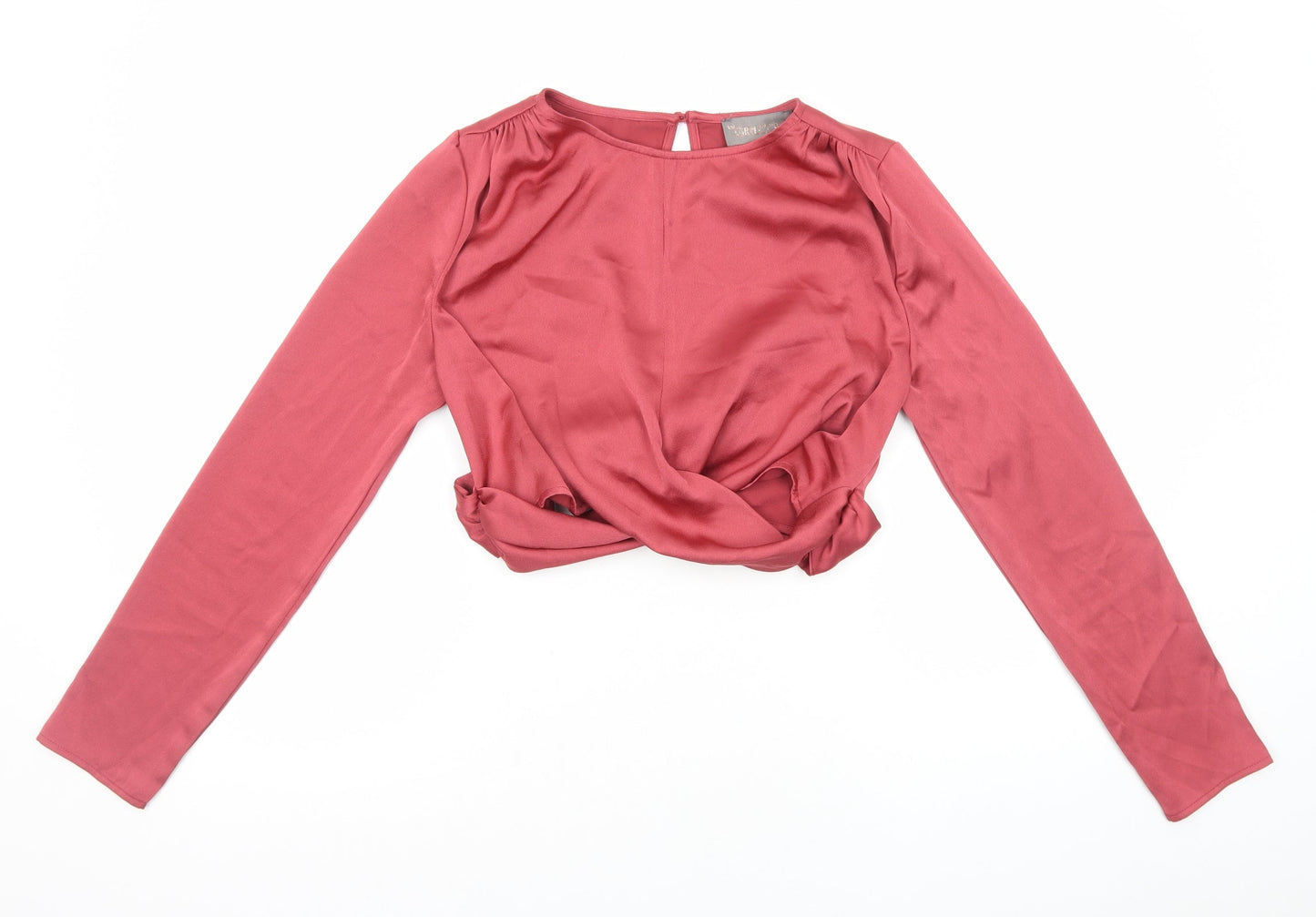The Girlcode Womens Red Polyester Cropped T-Shirt Size 10 Round Neck - Tie Waist