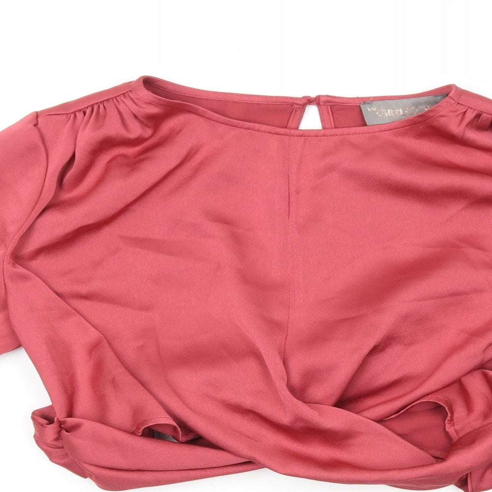 The Girlcode Womens Red Polyester Cropped T-Shirt Size 10 Round Neck - Tie Waist